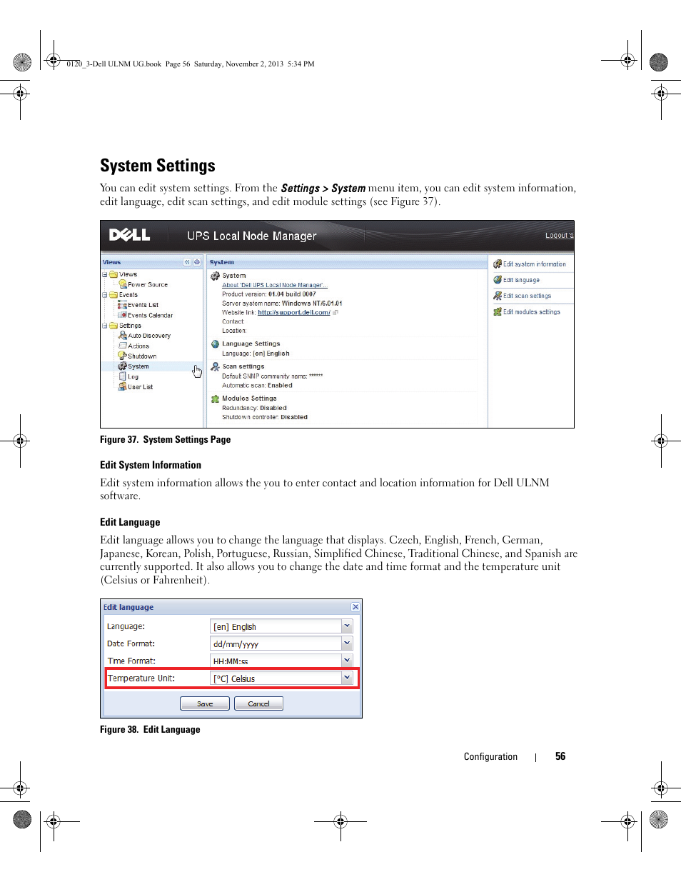 System settings | Dell UPS 1000T User Manual | Page 56 / 147