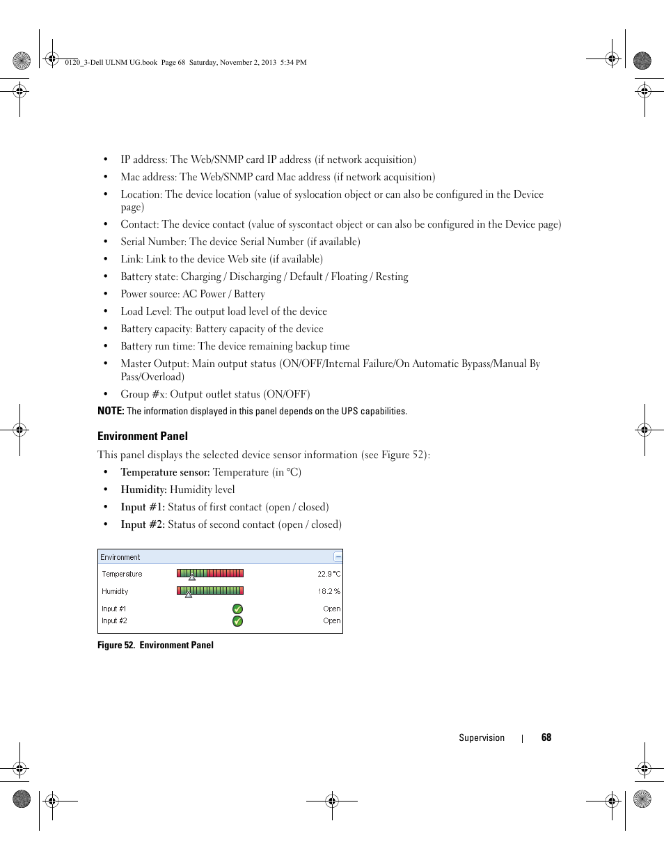 Environment panel | Dell UPS 1000T User Manual | Page 68 / 147