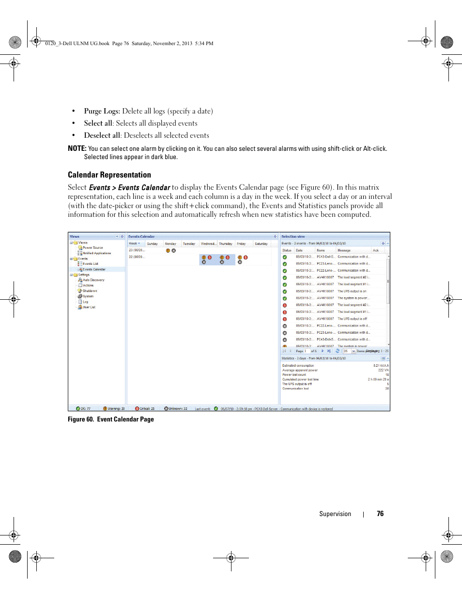 Calendar representation | Dell UPS 1000T User Manual | Page 76 / 147