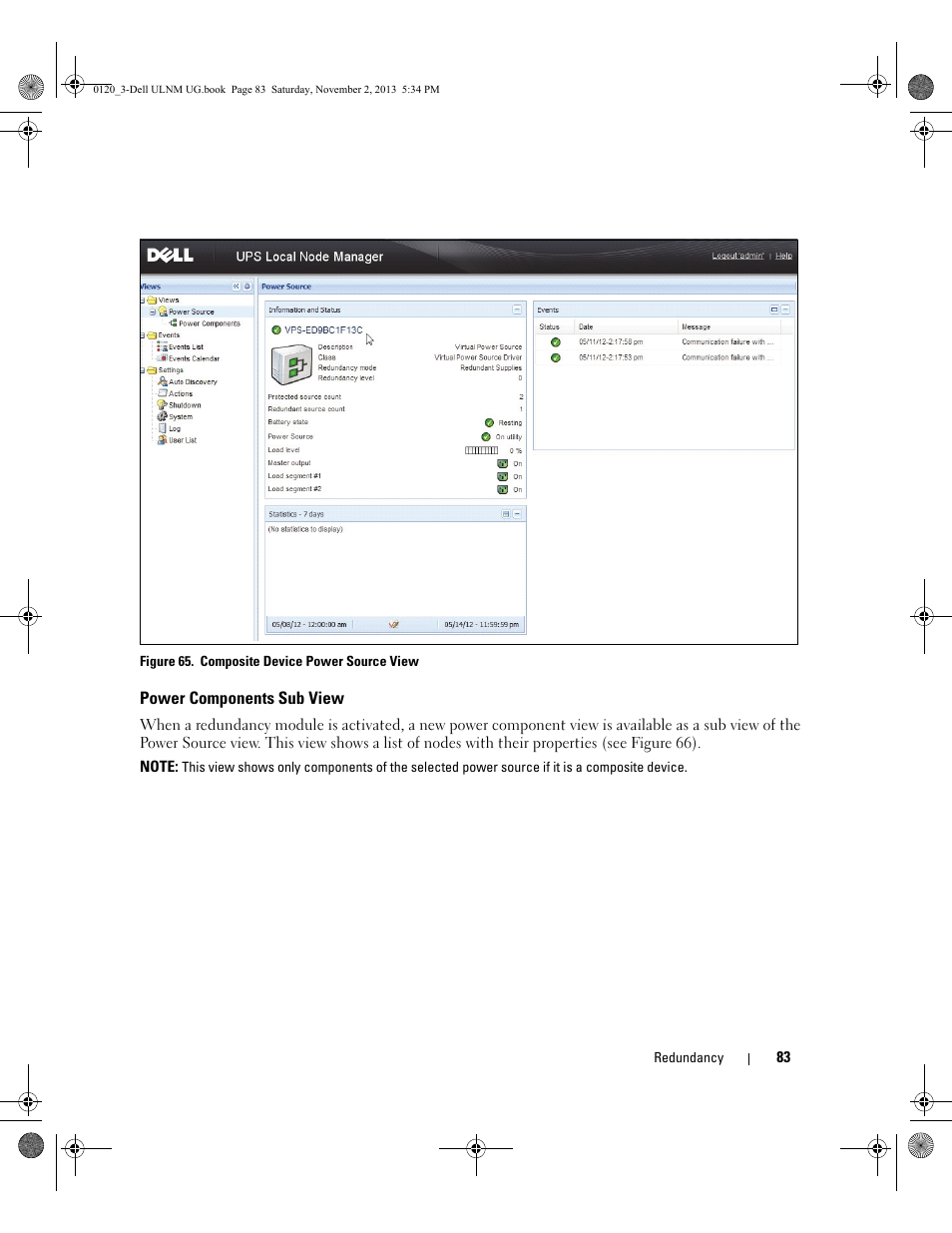 Power components sub view | Dell UPS 1000T User Manual | Page 83 / 147