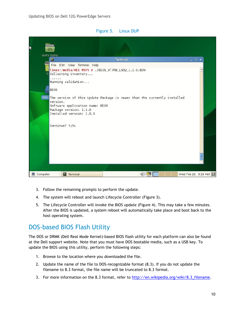 Dos-based bios flash utility, Figure 5, Linux dup | Dell POWEREDGE R620 User Manual | Page 10 / 29