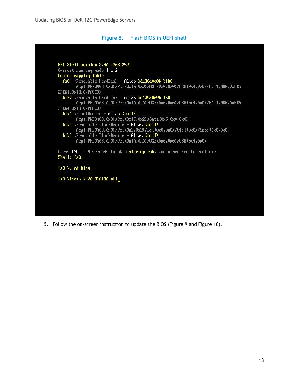 Figure 8, Flash bios in uefi shell | Dell POWEREDGE R620 User Manual | Page 13 / 29