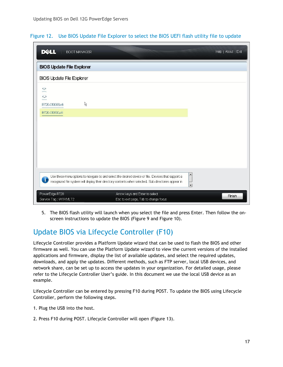 Update bios via lifecycle controller (f10), Figure 12 | Dell POWEREDGE R620 User Manual | Page 17 / 29