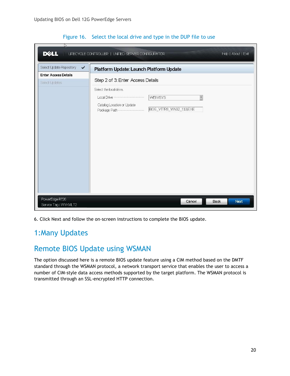 Many updates, Remote bios update using wsman, Figure 16 | Many updates remote bios update using wsman | Dell POWEREDGE R620 User Manual | Page 20 / 29