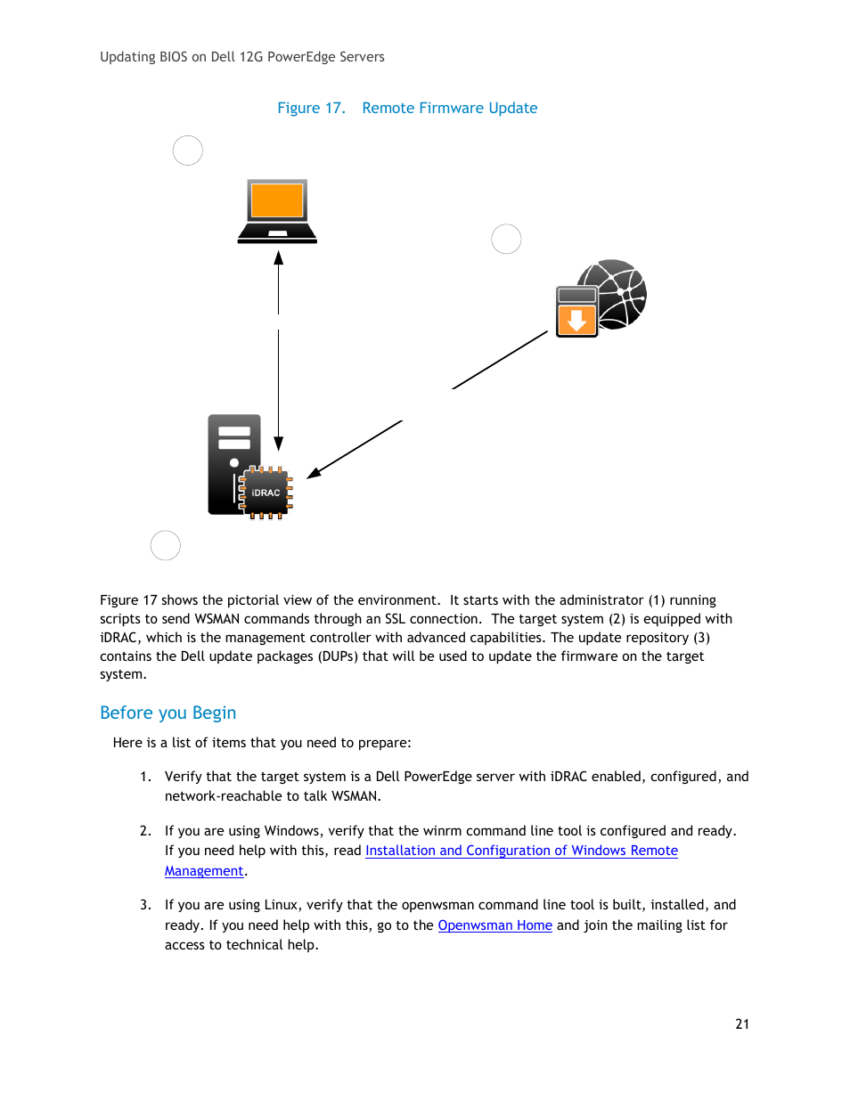 Before you begin, Figure 17, Remote firmware update | Dell POWEREDGE R620 User Manual | Page 21 / 29