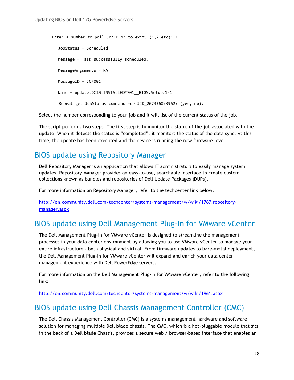 Bios update using repository manager | Dell POWEREDGE R620 User Manual | Page 28 / 29