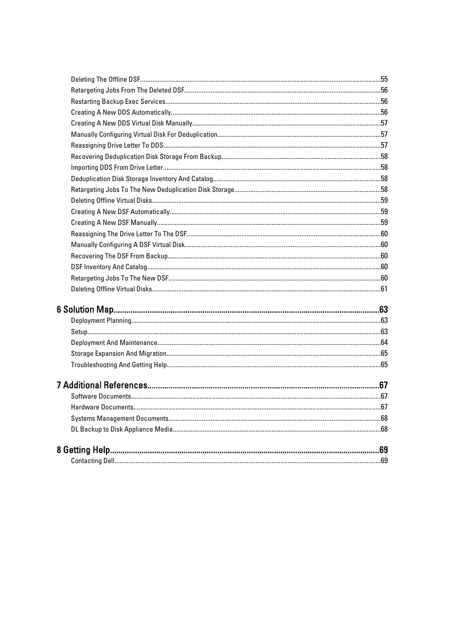 6 solution map, 7 additional references, 8 getting help | Dell PowerVault DL2000 User Manual | Page 6 / 69