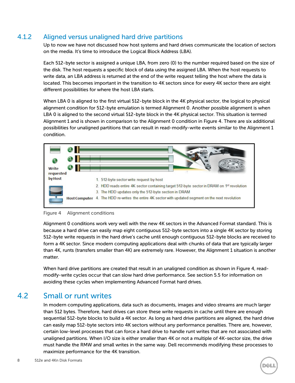 2 aligned versus unaligned hard drive partitions, 2 small or runt writes, Small or runt writes | Dell PowerEdge T630 User Manual | Page 8 / 12