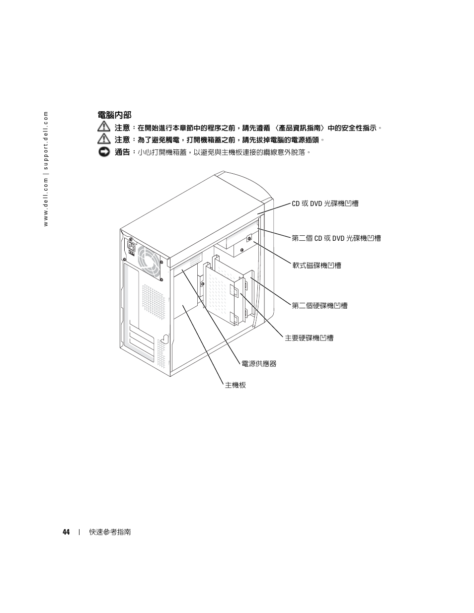 電腦內部 | Dell OptiPlex 170L User Manual | Page 44 / 128