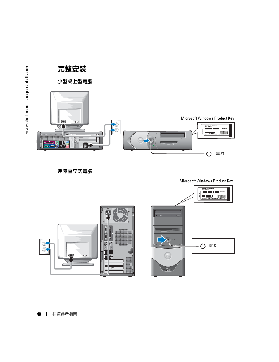 完整安裝, 小型桌上型電腦, 迷你直立式電腦 | Dell OptiPlex 170L User Manual | Page 48 / 128