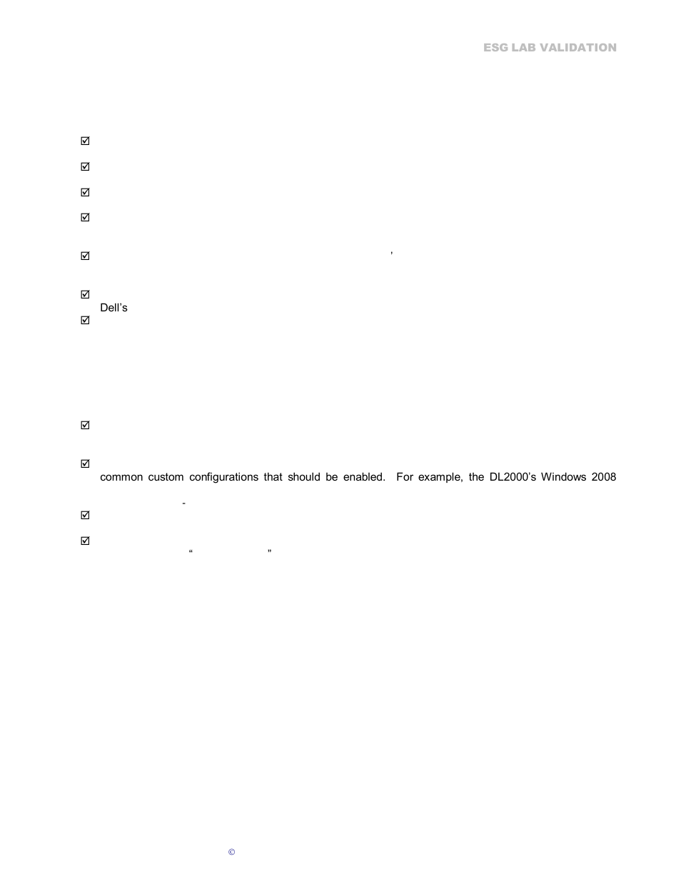 Esg lab validation highlights, Issues to consider | Dell PowerVault DL2000 User Manual | Page 21 / 23