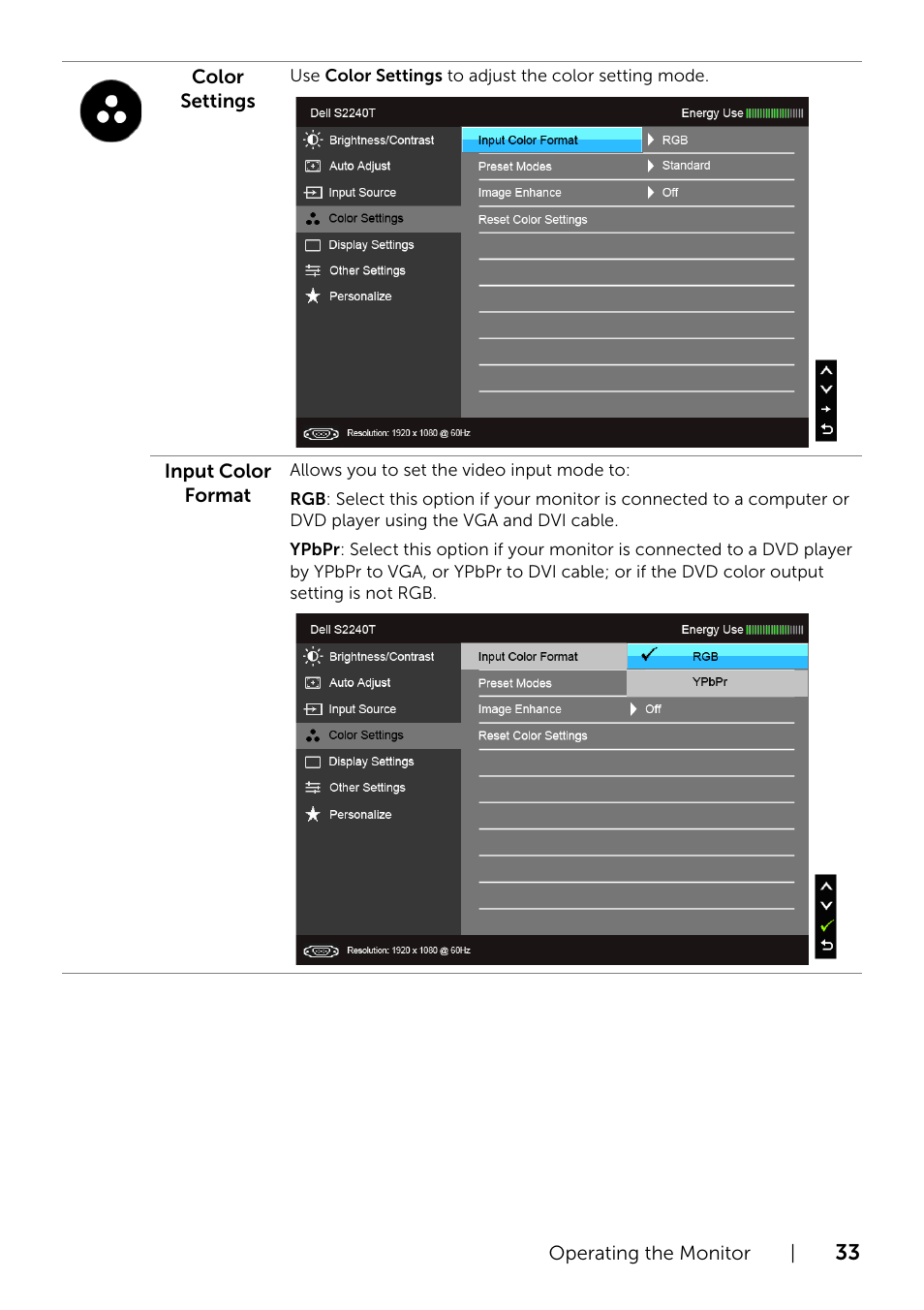 Dell S2240T 21.5 Multi-Touch Monitor with LED User Manual | Page 33 / 50