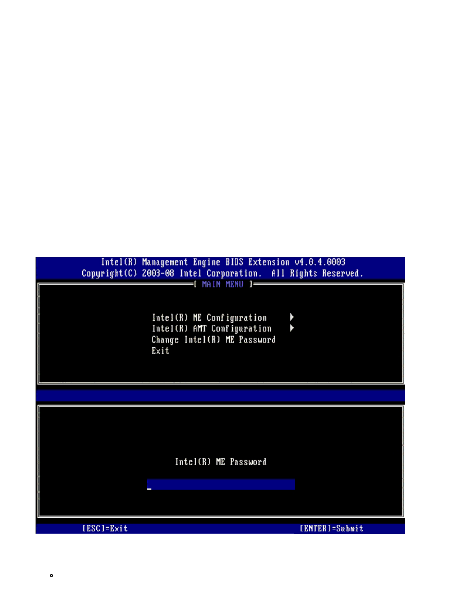 Mebx interface, Enterprise mode setup, Mebx interface (enterprise mode) | Me configuration | Dell Precision M2400 (Mid 2008) User Manual | Page 32 / 143