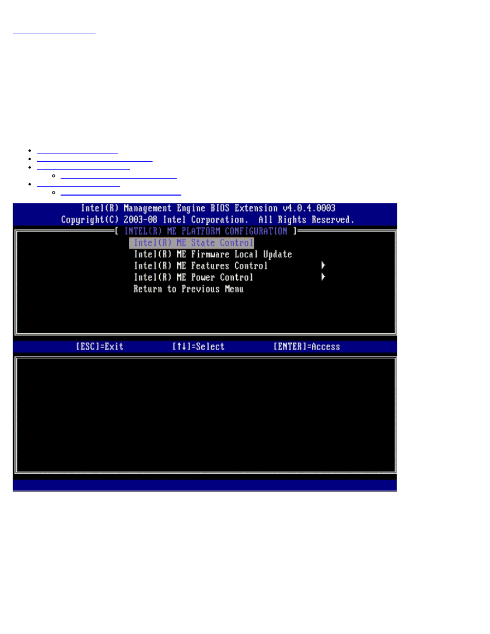 Me configuration menu, Intel me state control | Dell Precision M2400 (Mid 2008) User Manual | Page 8 / 143