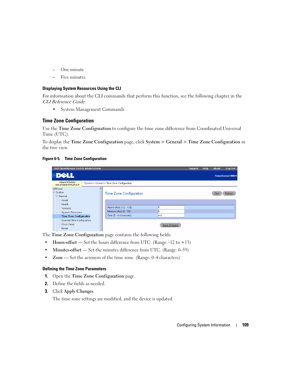 Time zone configuration | Dell POWEREDGE M1000E User Manual | Page 111 / 737