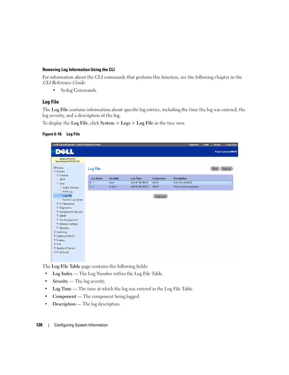 Log file | Dell POWEREDGE M1000E User Manual | Page 128 / 737