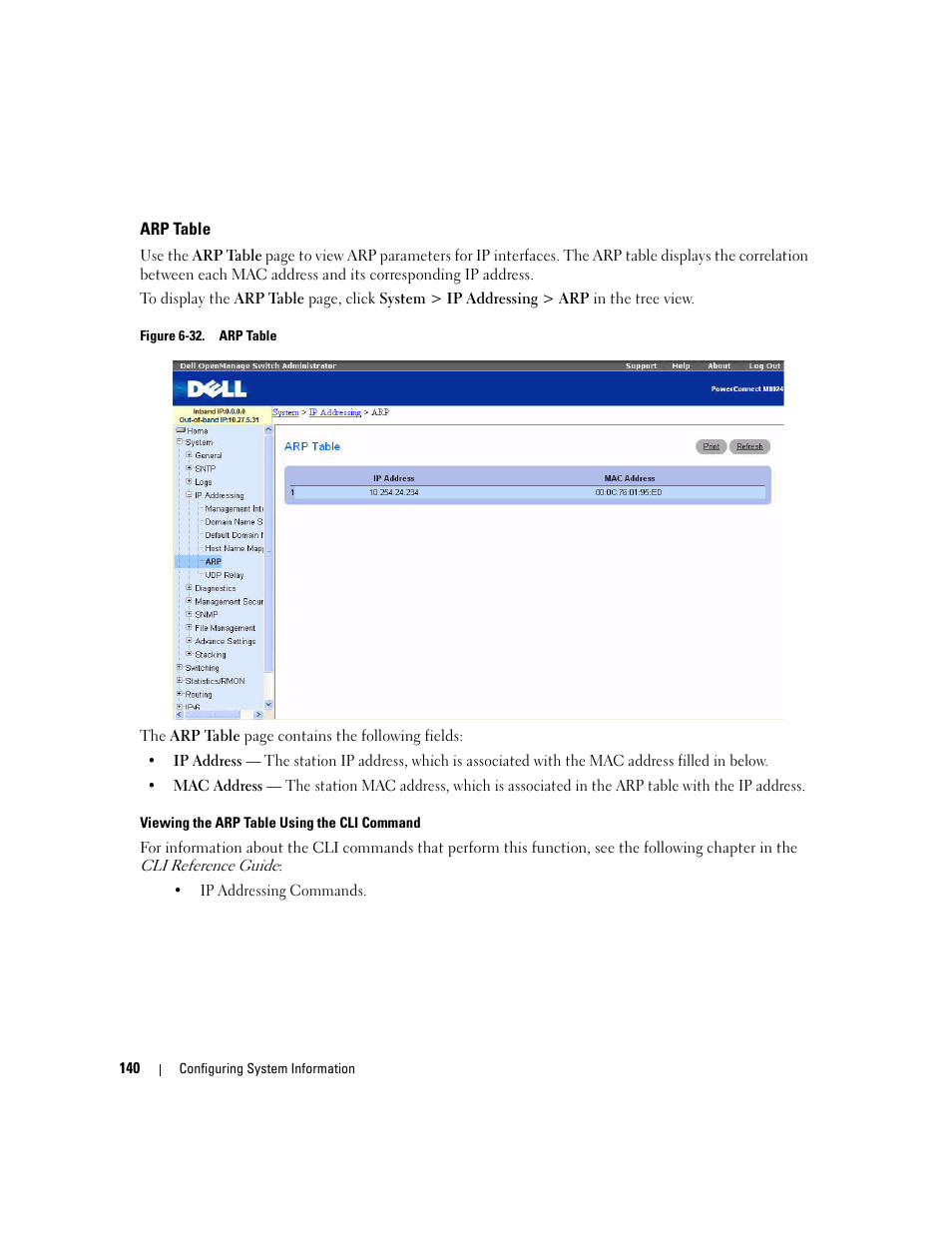 Arp table | Dell POWEREDGE M1000E User Manual | Page 142 / 737