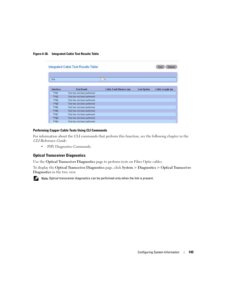 Optical transceiver diagnostics | Dell POWEREDGE M1000E User Manual | Page 147 / 737