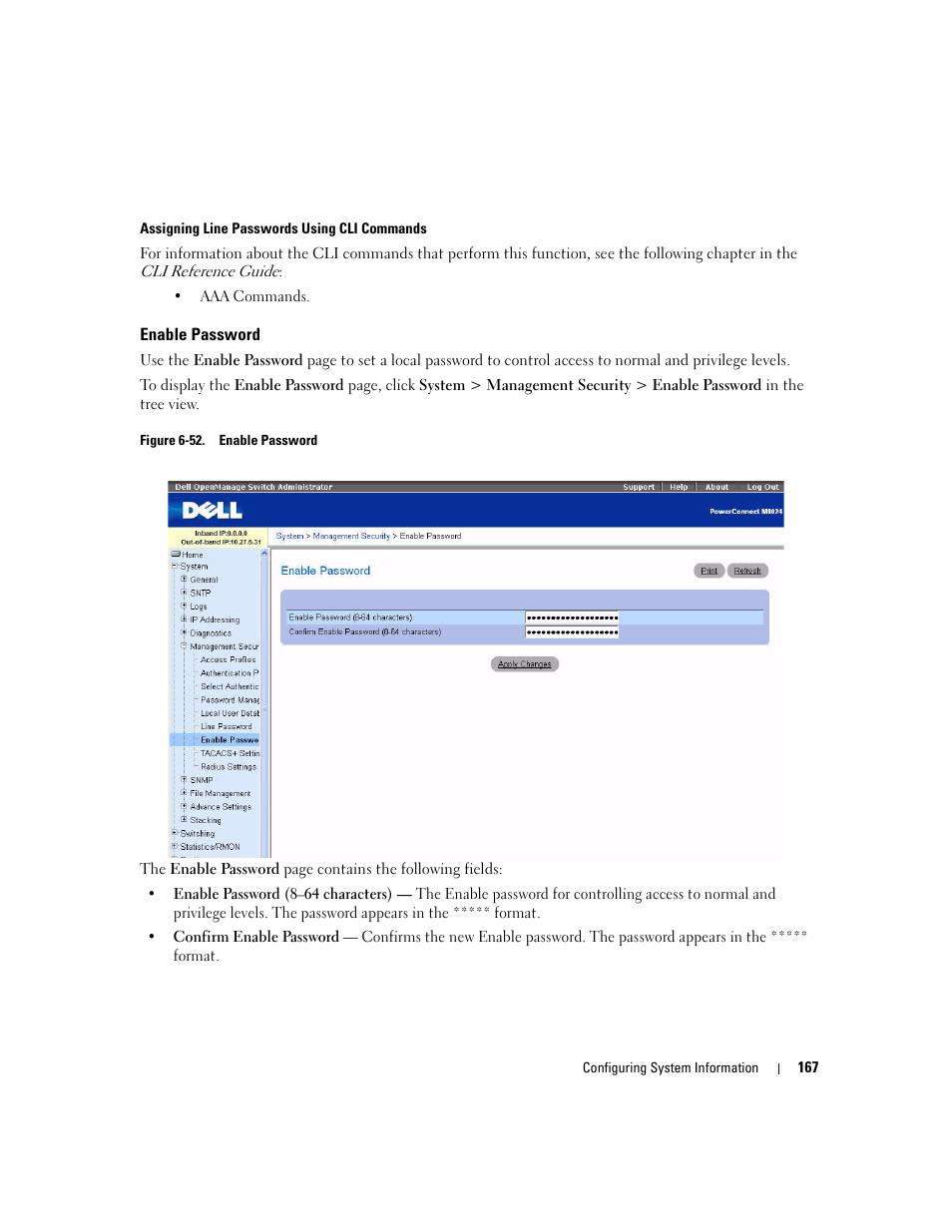 Enable password | Dell POWEREDGE M1000E User Manual | Page 169 / 737