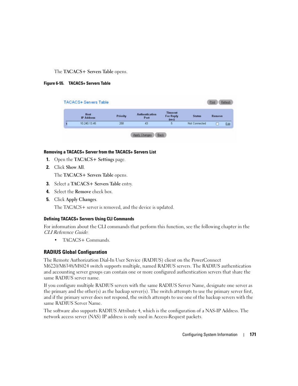 Radius global configuration | Dell POWEREDGE M1000E User Manual | Page 173 / 737