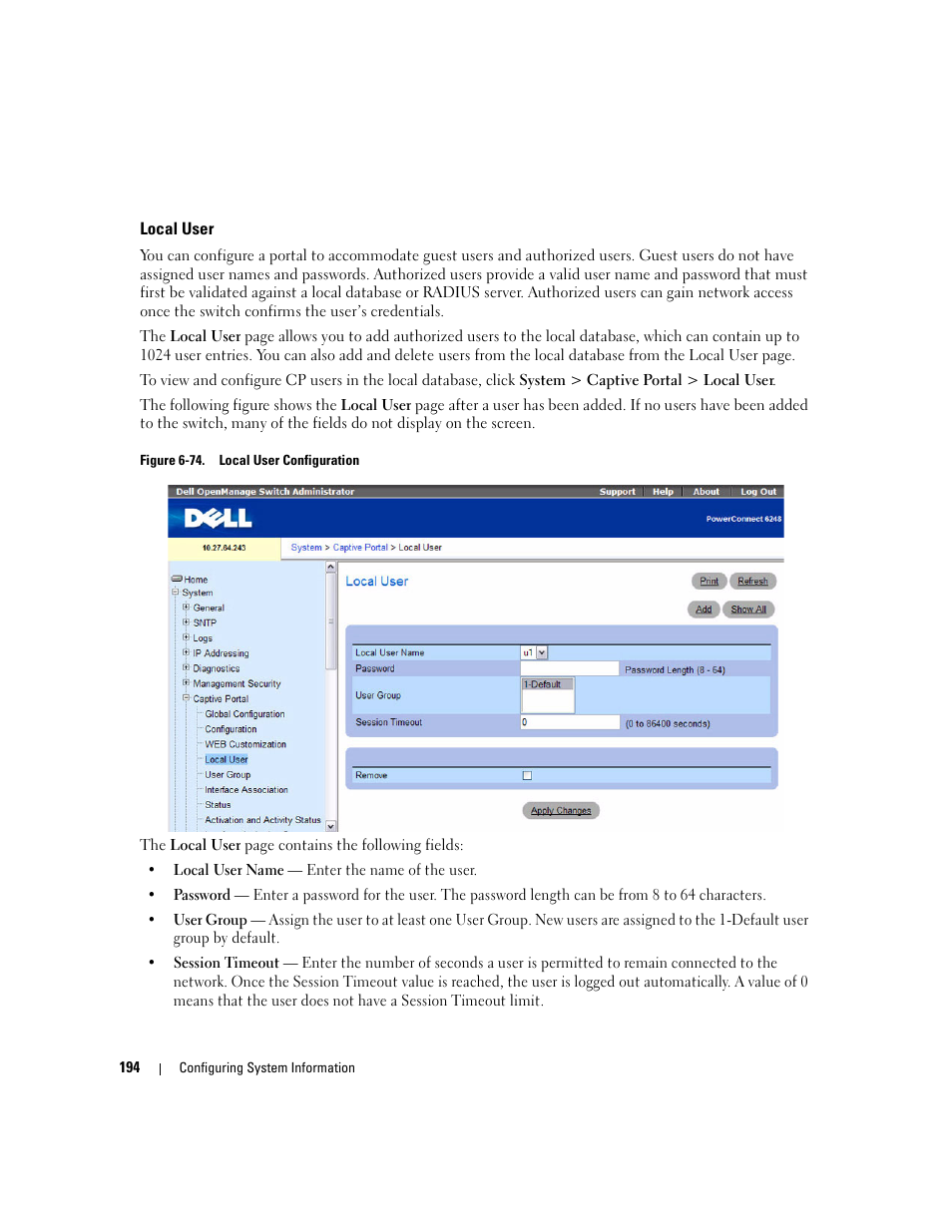 Local user | Dell POWEREDGE M1000E User Manual | Page 196 / 737