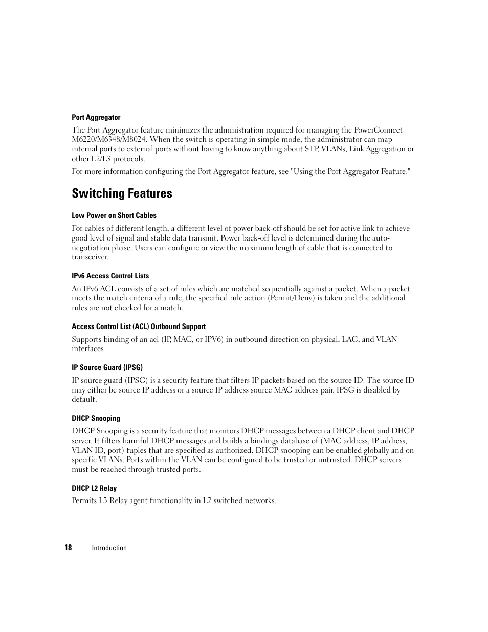 Switching features | Dell POWEREDGE M1000E User Manual | Page 20 / 737