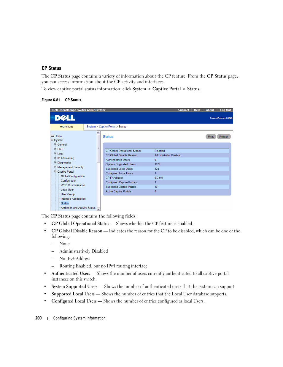 Cp status | Dell POWEREDGE M1000E User Manual | Page 202 / 737