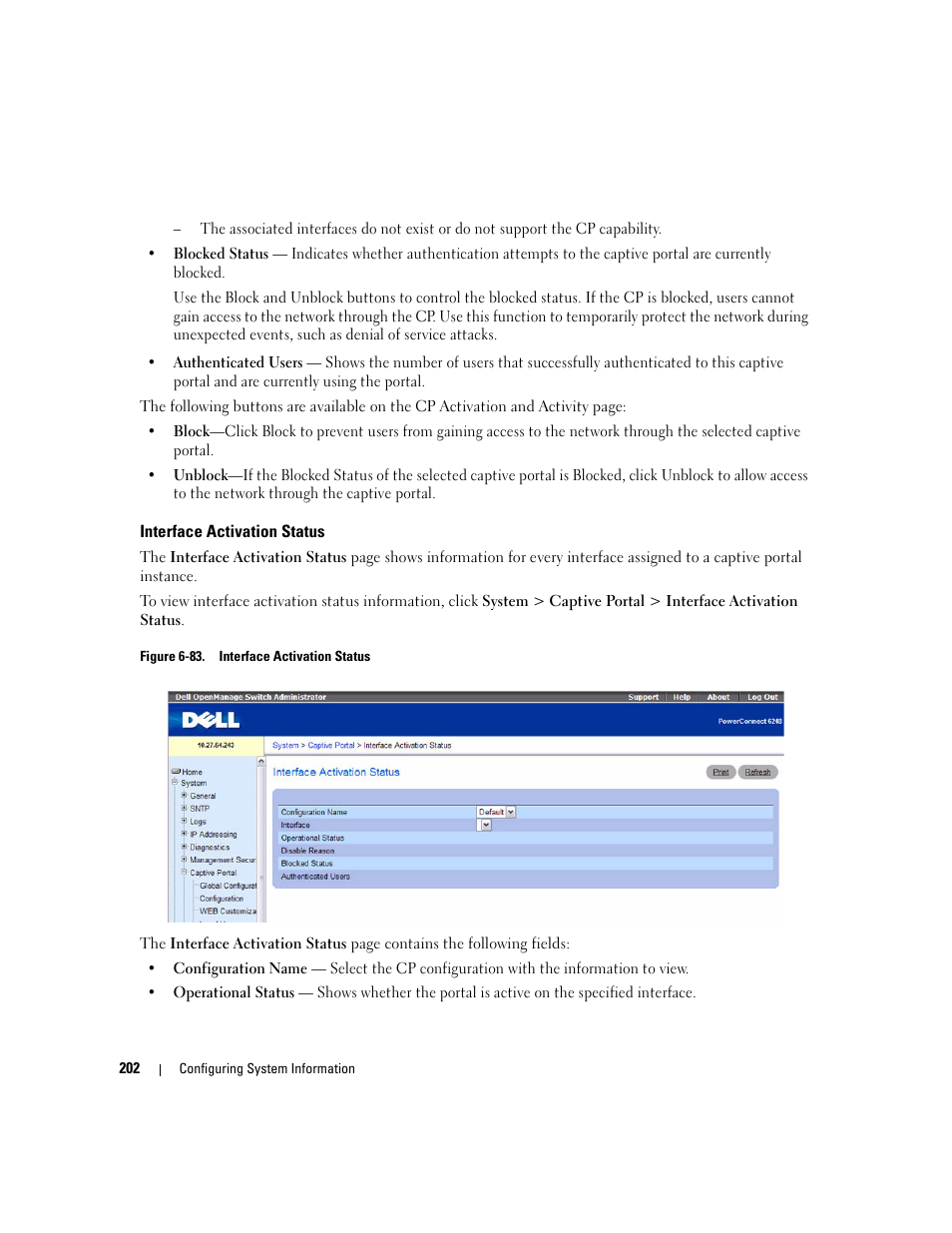 Interface activation status | Dell POWEREDGE M1000E User Manual | Page 204 / 737