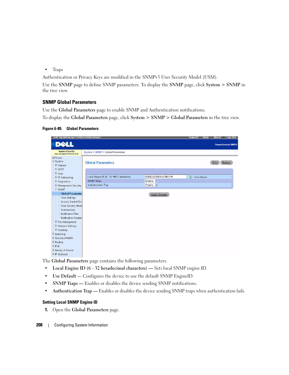 Snmp global parameters | Dell POWEREDGE M1000E User Manual | Page 210 / 737