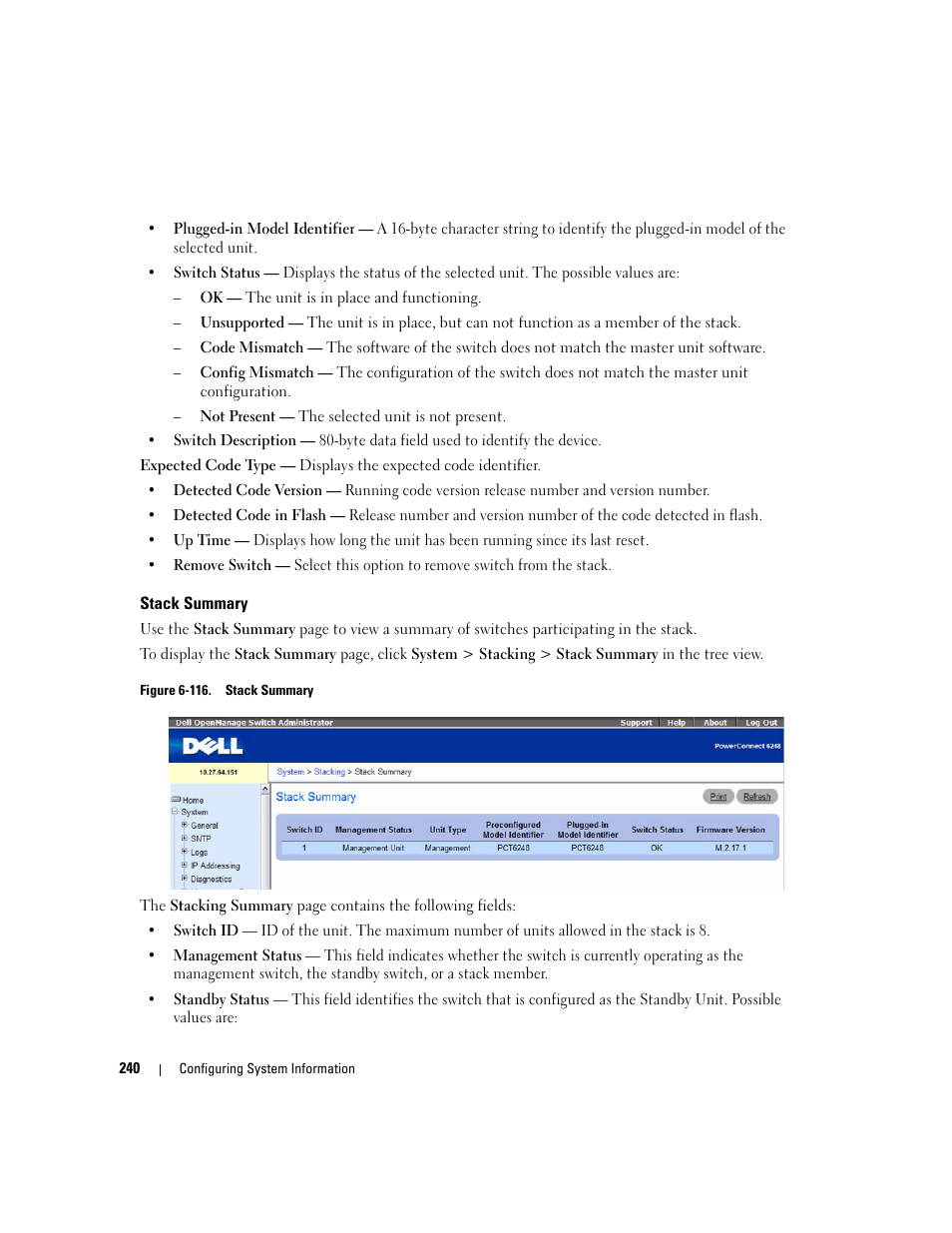 Stack summary | Dell POWEREDGE M1000E User Manual | Page 242 / 737