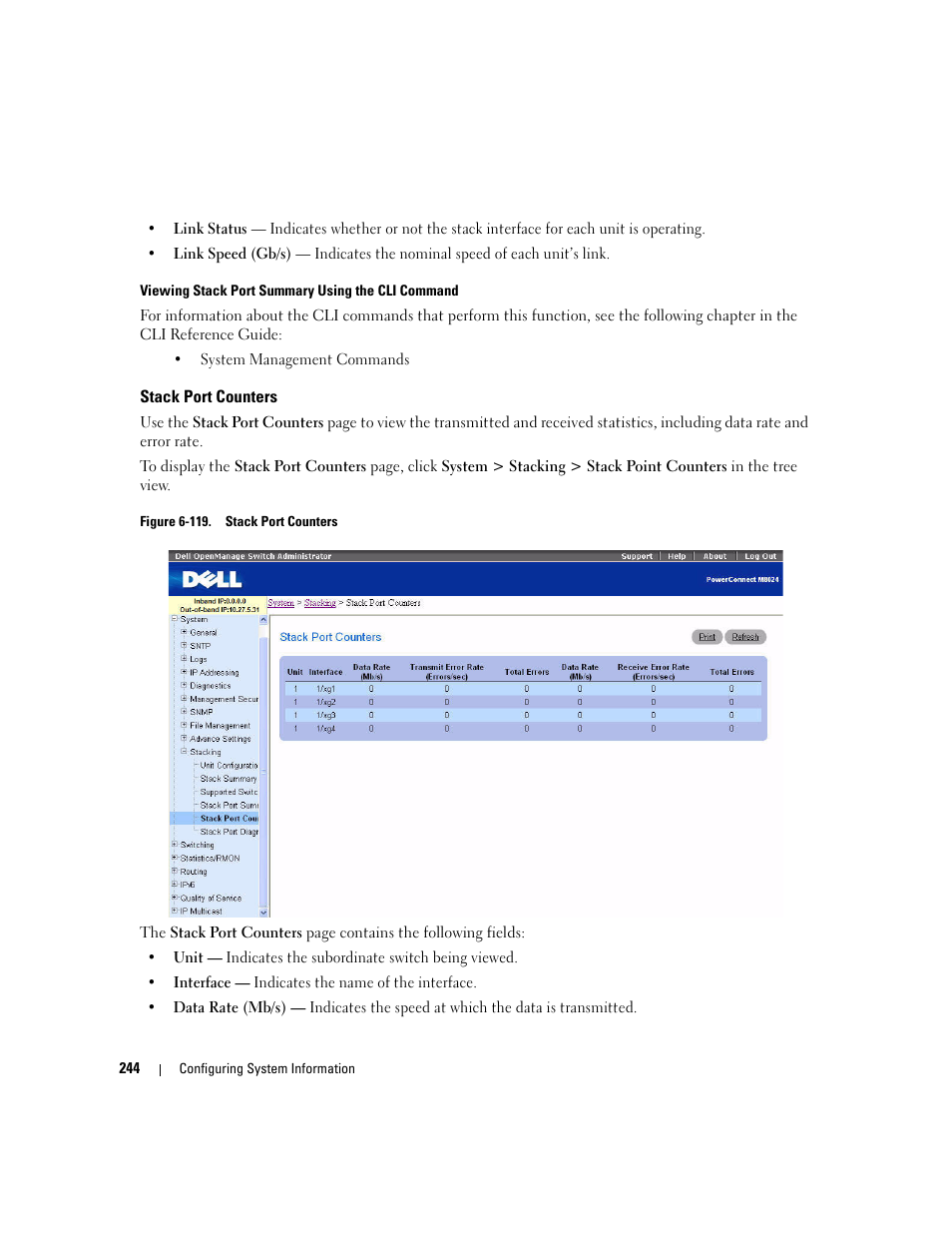 Stack port counters | Dell POWEREDGE M1000E User Manual | Page 246 / 737