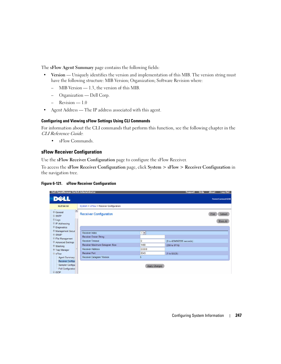 Sflow receiver configuration | Dell POWEREDGE M1000E User Manual | Page 249 / 737