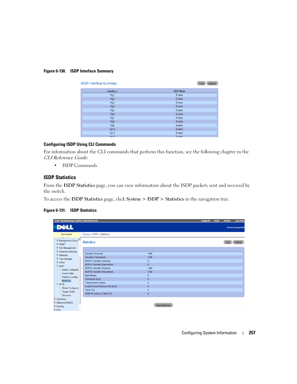 Isdp statistics | Dell POWEREDGE M1000E User Manual | Page 259 / 737