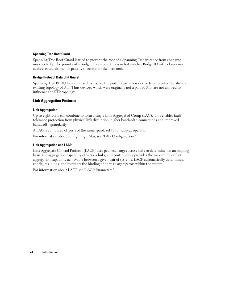 Link aggregation features | Dell POWEREDGE M1000E User Manual | Page 26 / 737