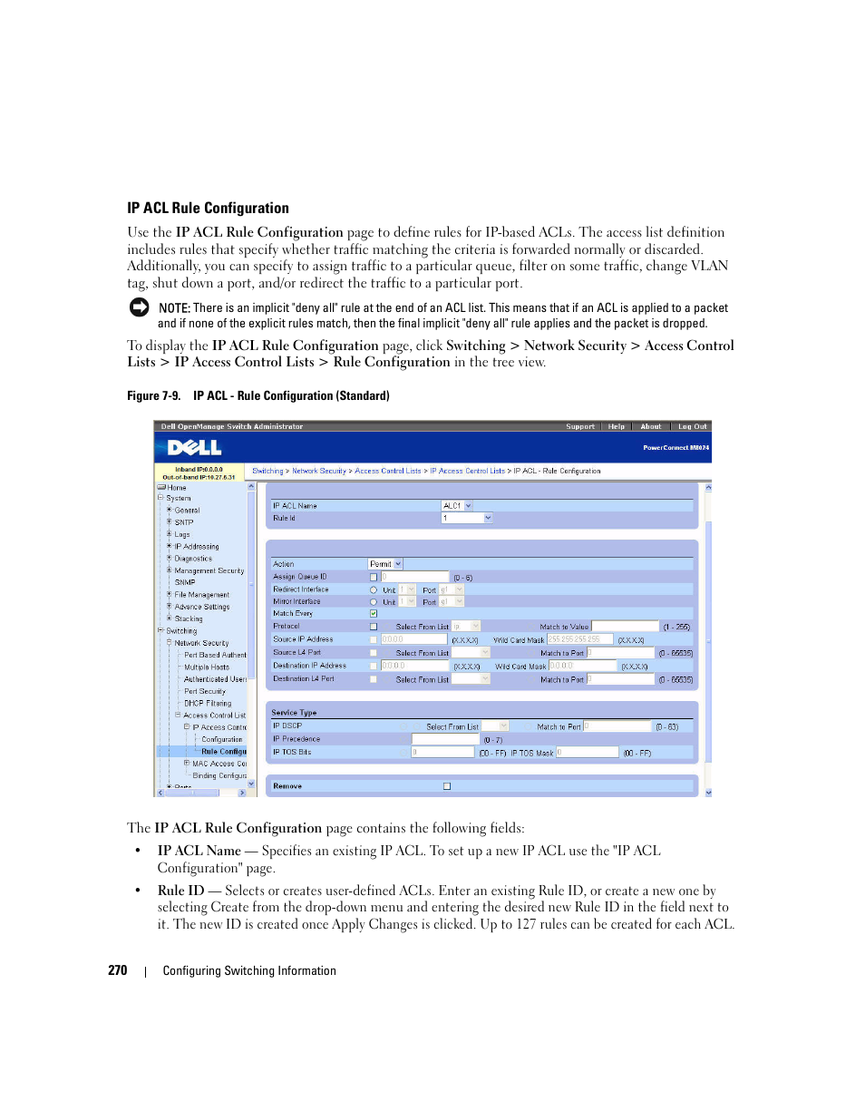 Ip acl rule configuration | Dell POWEREDGE M1000E User Manual | Page 272 / 737