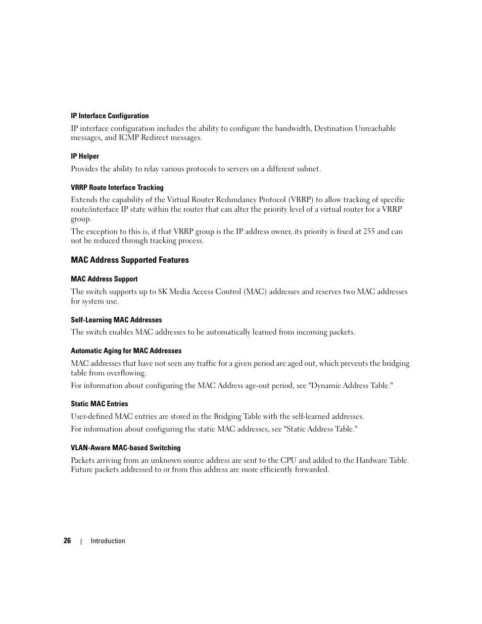 Mac address supported features | Dell POWEREDGE M1000E User Manual | Page 28 / 737