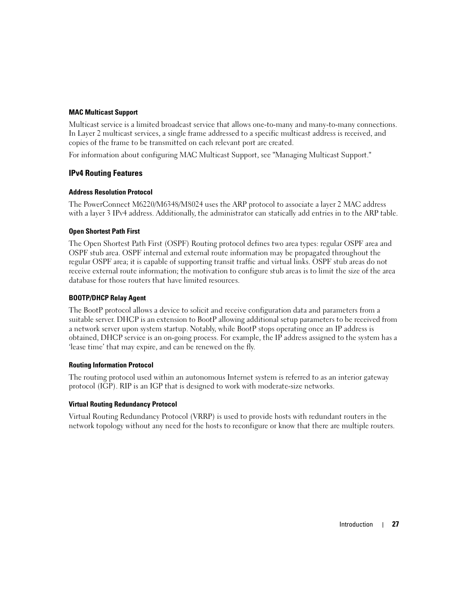 Ipv4 routing features | Dell POWEREDGE M1000E User Manual | Page 29 / 737