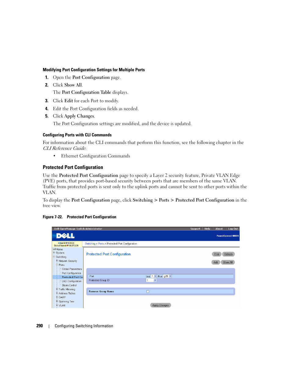 Protected port configuration | Dell POWEREDGE M1000E User Manual | Page 292 / 737