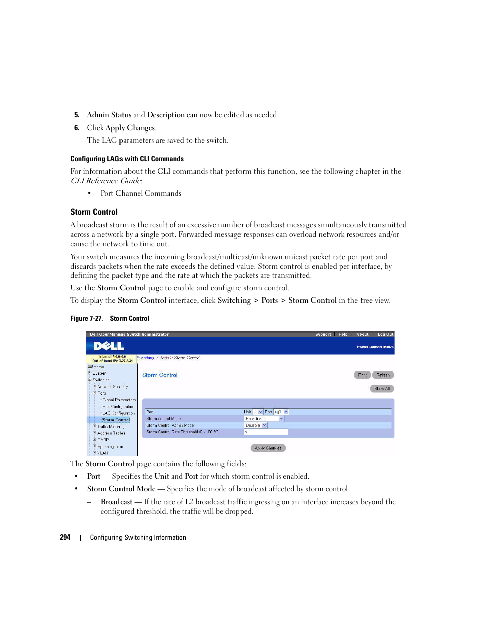 Storm control | Dell POWEREDGE M1000E User Manual | Page 296 / 737