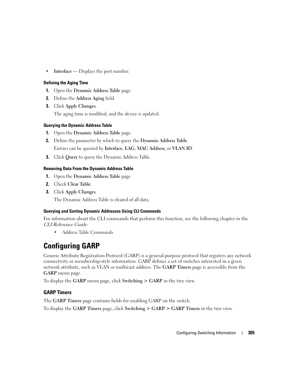 Configuring garp, Garp timers | Dell POWEREDGE M1000E User Manual | Page 307 / 737