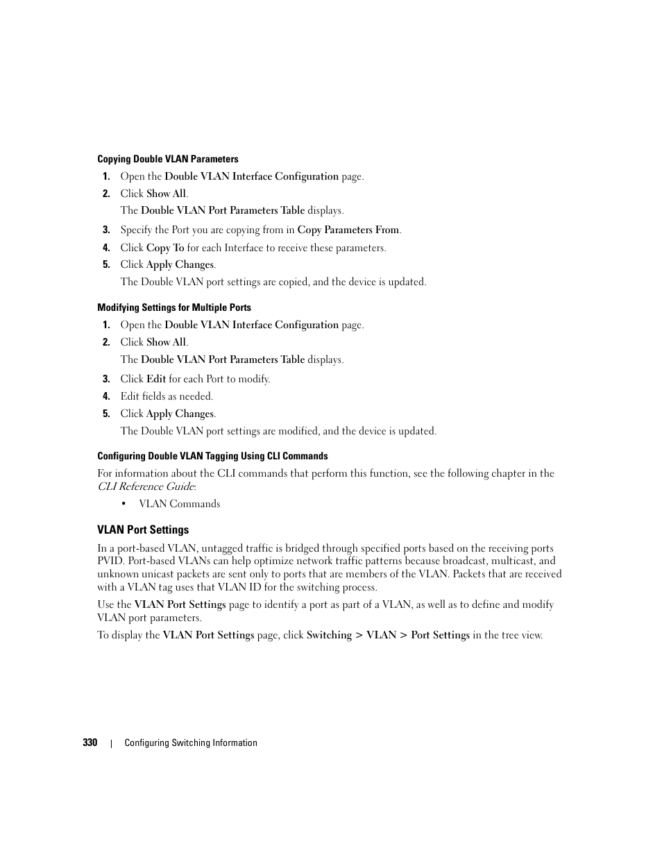 Vlan port settings | Dell POWEREDGE M1000E User Manual | Page 332 / 737