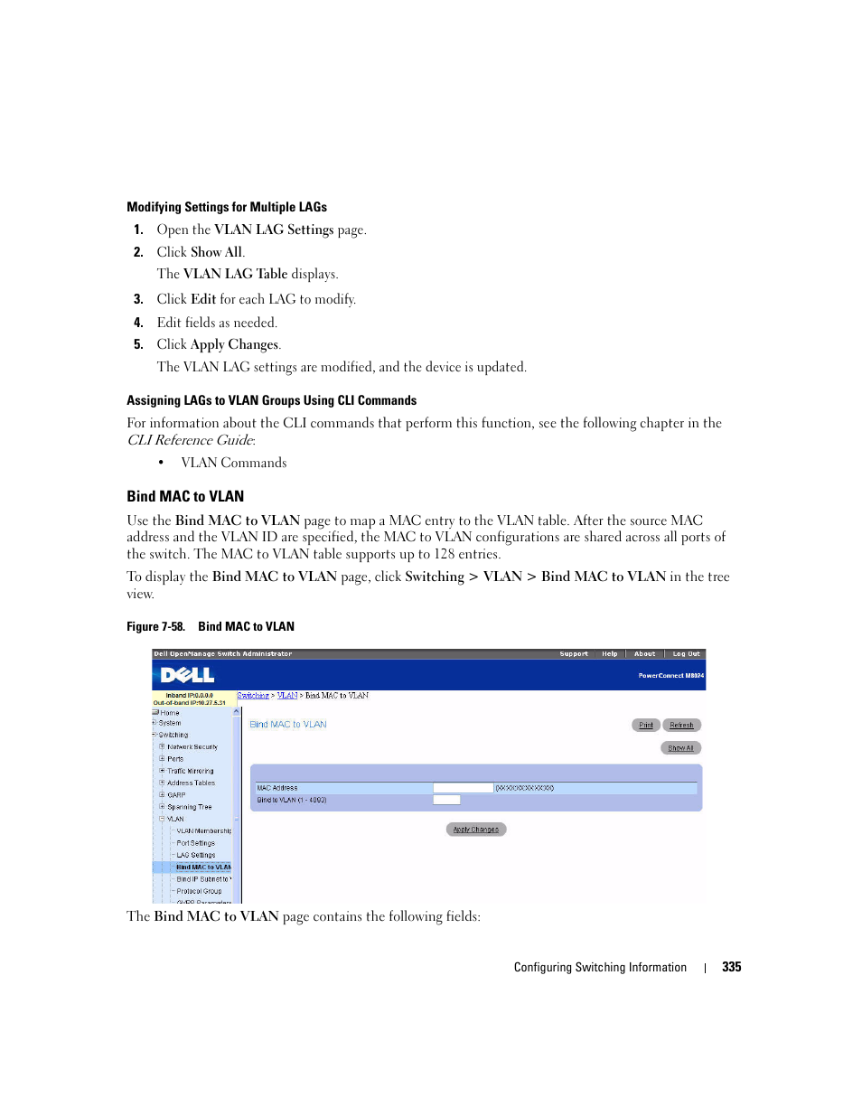 Bind mac to vlan | Dell POWEREDGE M1000E User Manual | Page 337 / 737