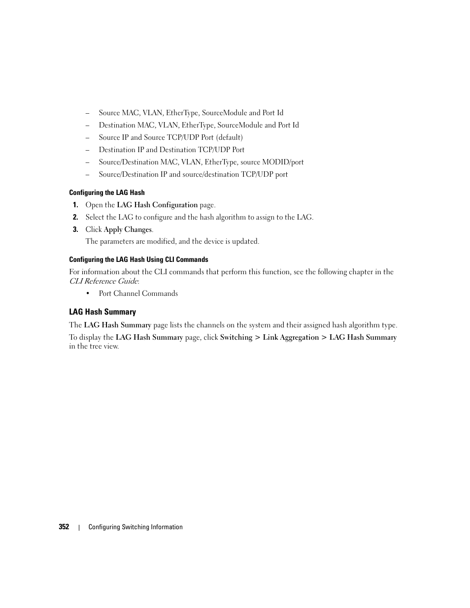 Lag hash summary | Dell POWEREDGE M1000E User Manual | Page 354 / 737