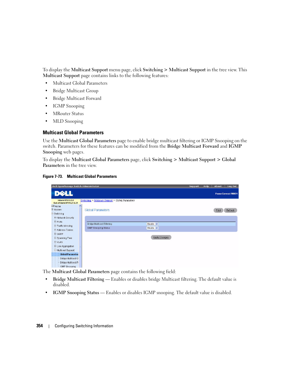 Multicast global parameters | Dell POWEREDGE M1000E User Manual | Page 356 / 737