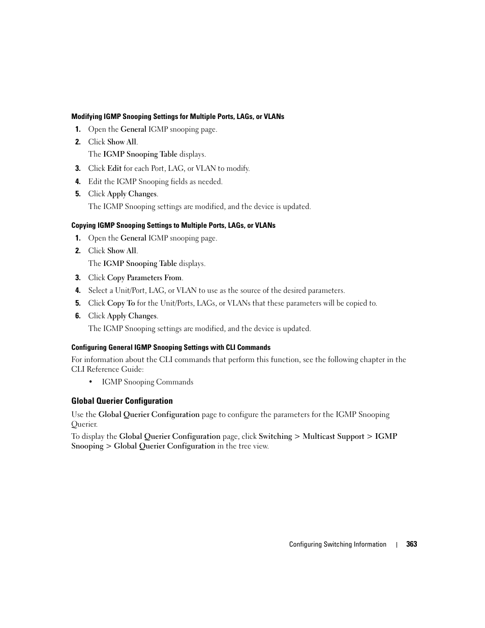 Global querier configuration | Dell POWEREDGE M1000E User Manual | Page 365 / 737