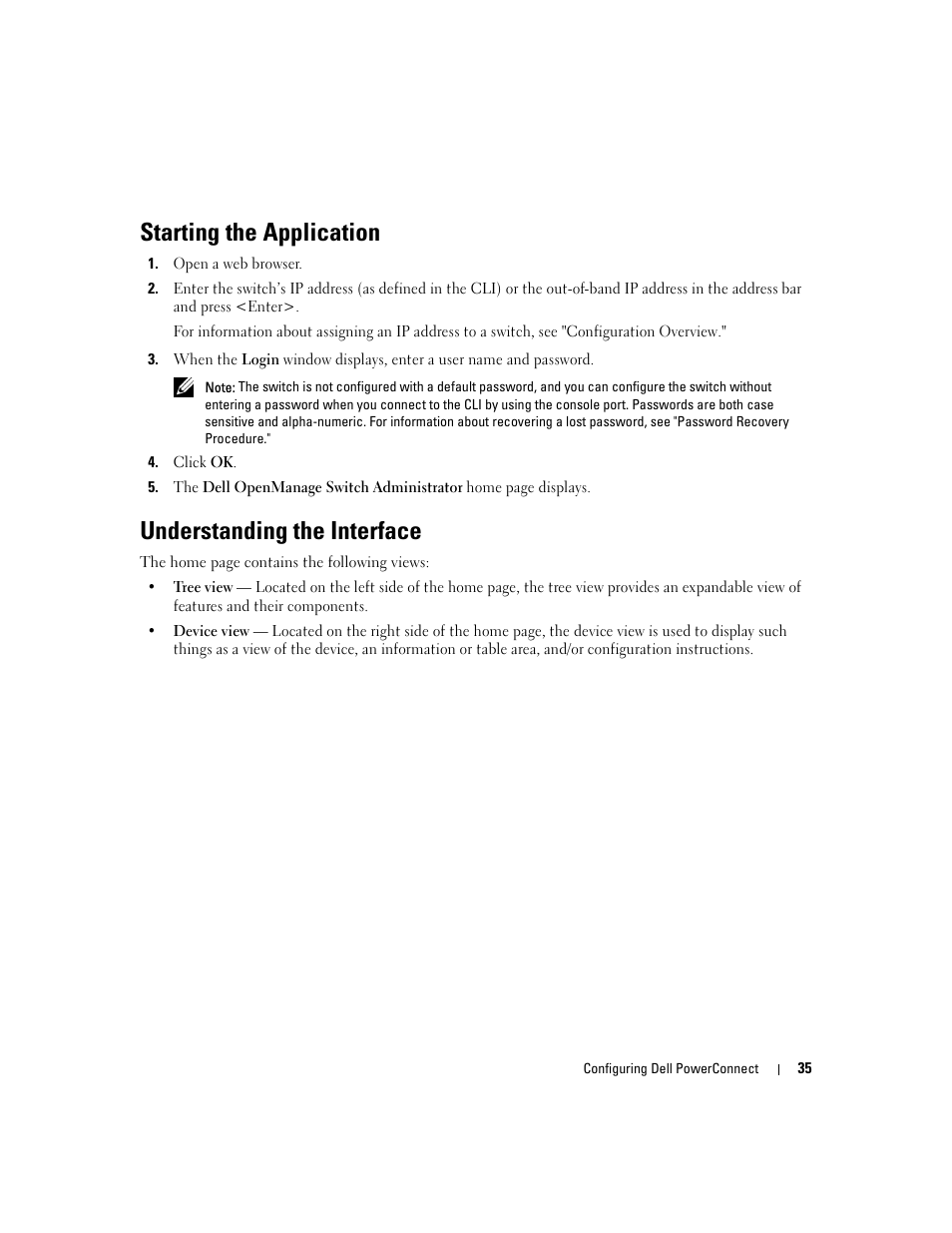 Understanding the interface, Starting the application | Dell POWEREDGE M1000E User Manual | Page 37 / 737