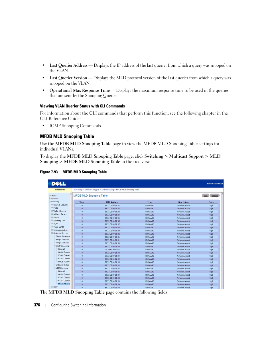 Mfdb mld snooping table | Dell POWEREDGE M1000E User Manual | Page 378 / 737