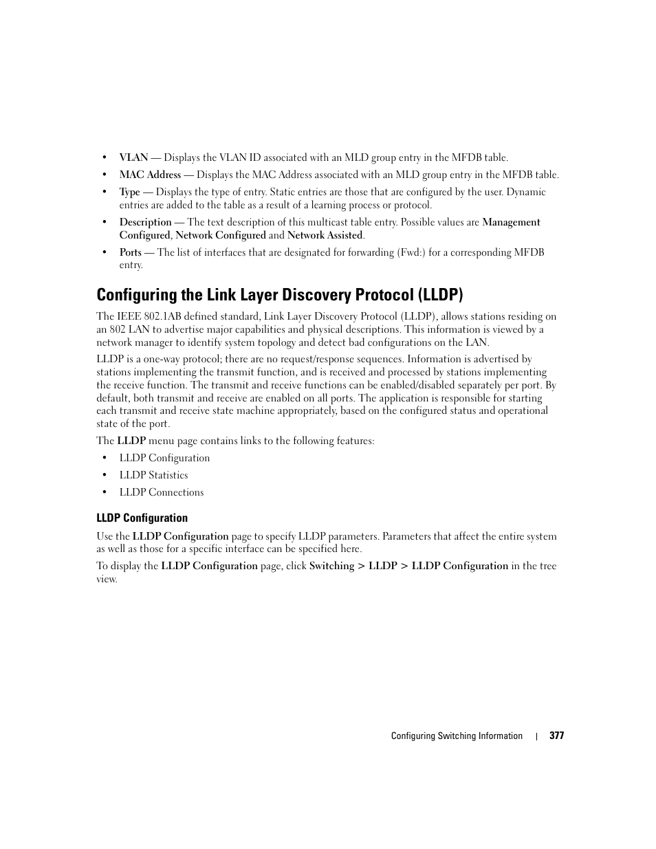 Lldp configuration | Dell POWEREDGE M1000E User Manual | Page 379 / 737