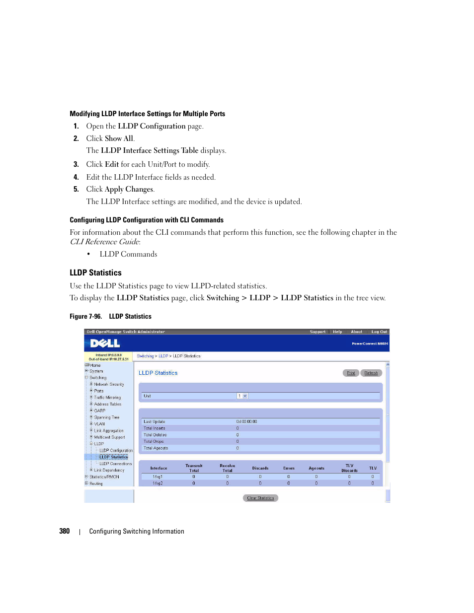 Lldp statistics | Dell POWEREDGE M1000E User Manual | Page 382 / 737