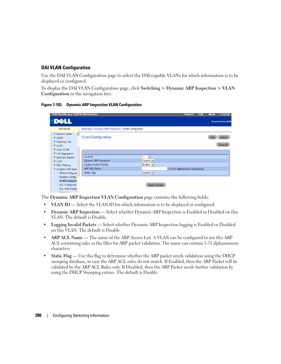 Dai vlan configuration | Dell POWEREDGE M1000E User Manual | Page 392 / 737